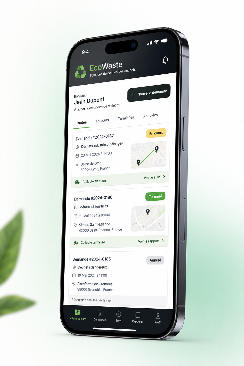 Track your pickup requests in real time